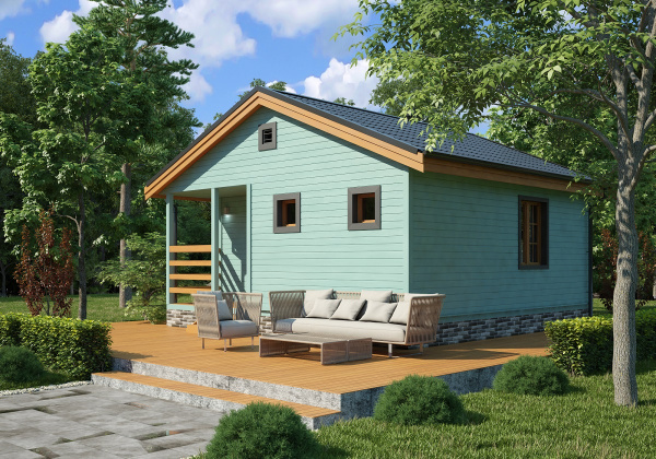 Баня 6x6 с крыльцом