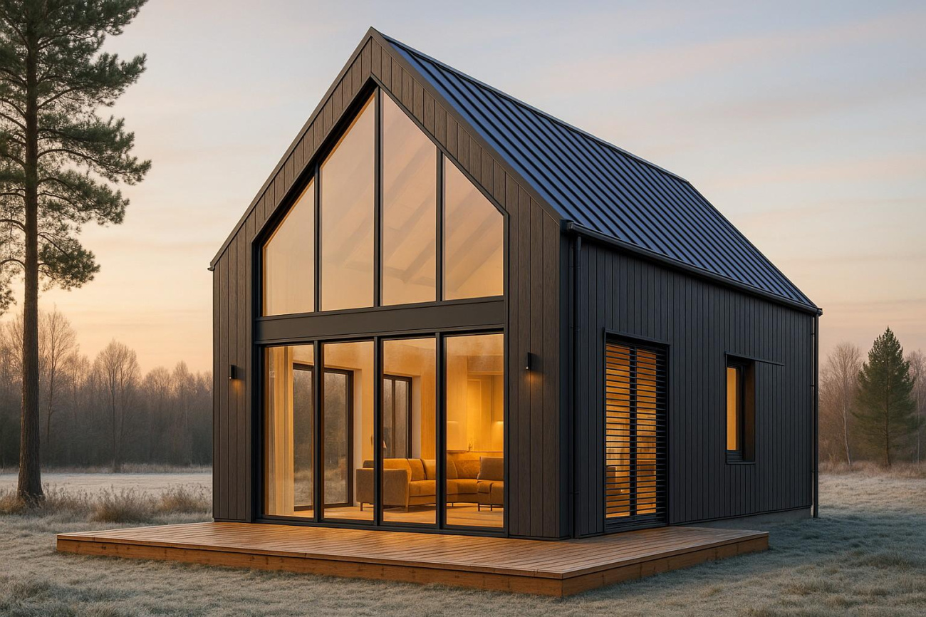 Панорамное остекление барнхауса без теплопотерь