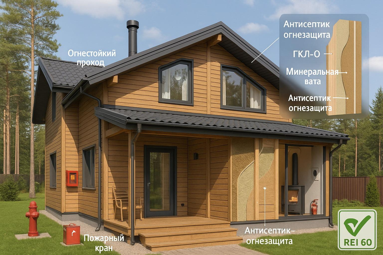 Пожарная безопасность в каркасном деревянном доме