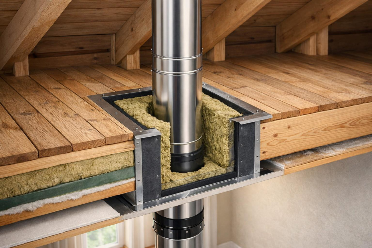 Проходы дымоходов: правильные узлы и ошибки